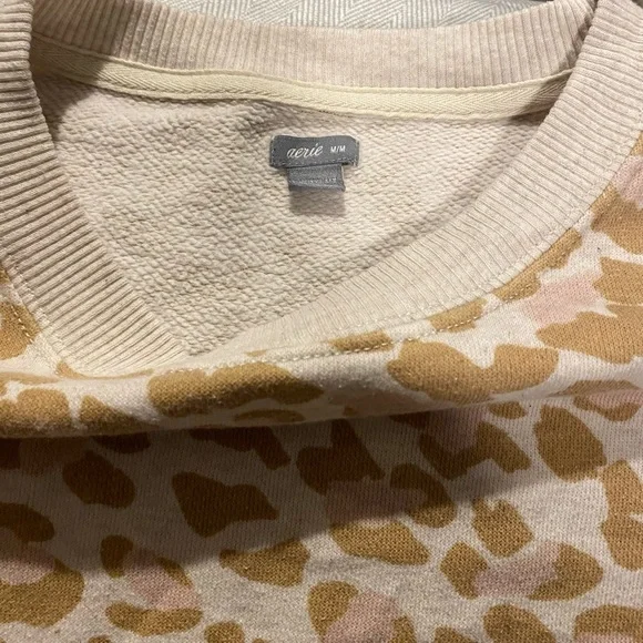 Aerie Cream and Tan Leopard Print Sweater - Picture 2 of 2